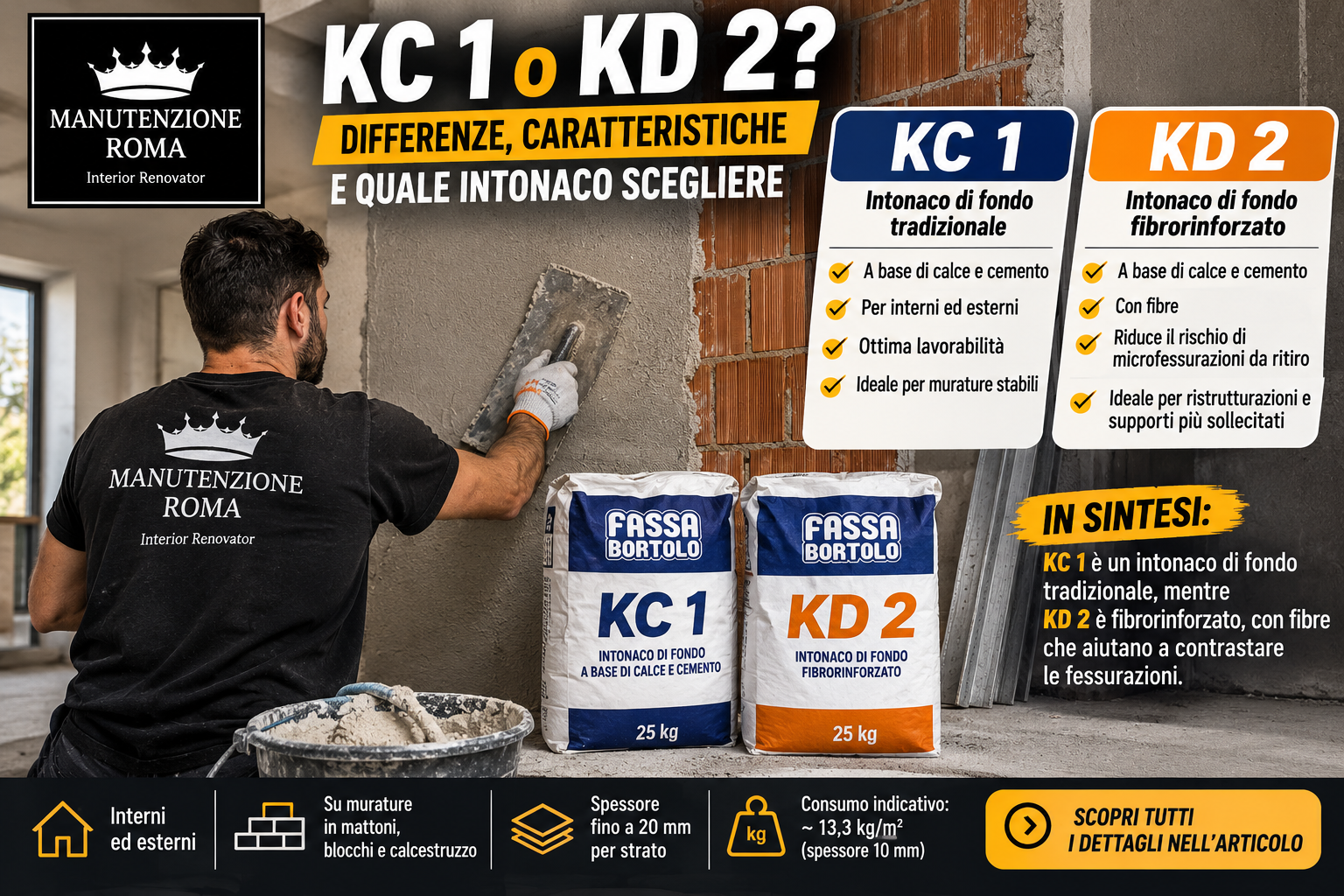 KC 1 o KD 2: differenze, caratteristiche e quale intonaco scegliere