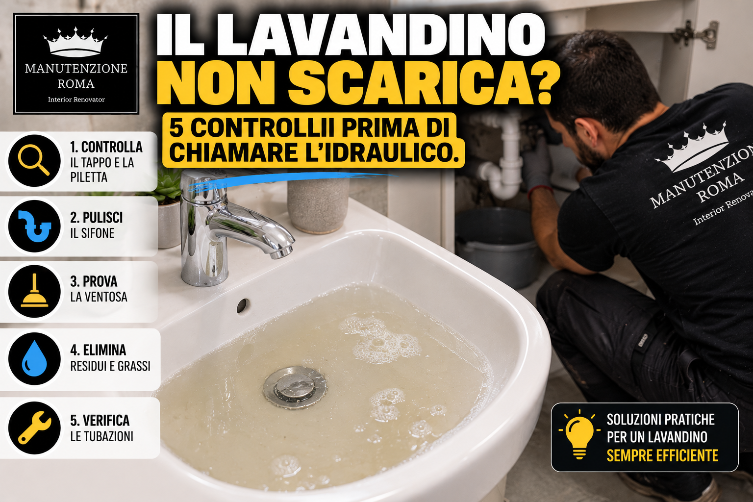 Lavandino intasato o lento: cause e rimedi pratici