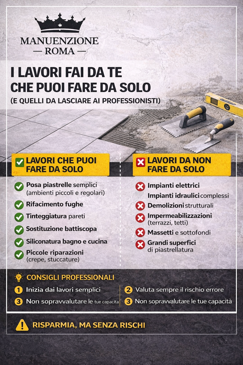 I lavori fai da te che puoi fare da solo (e quelli da lasciare ai professionisti