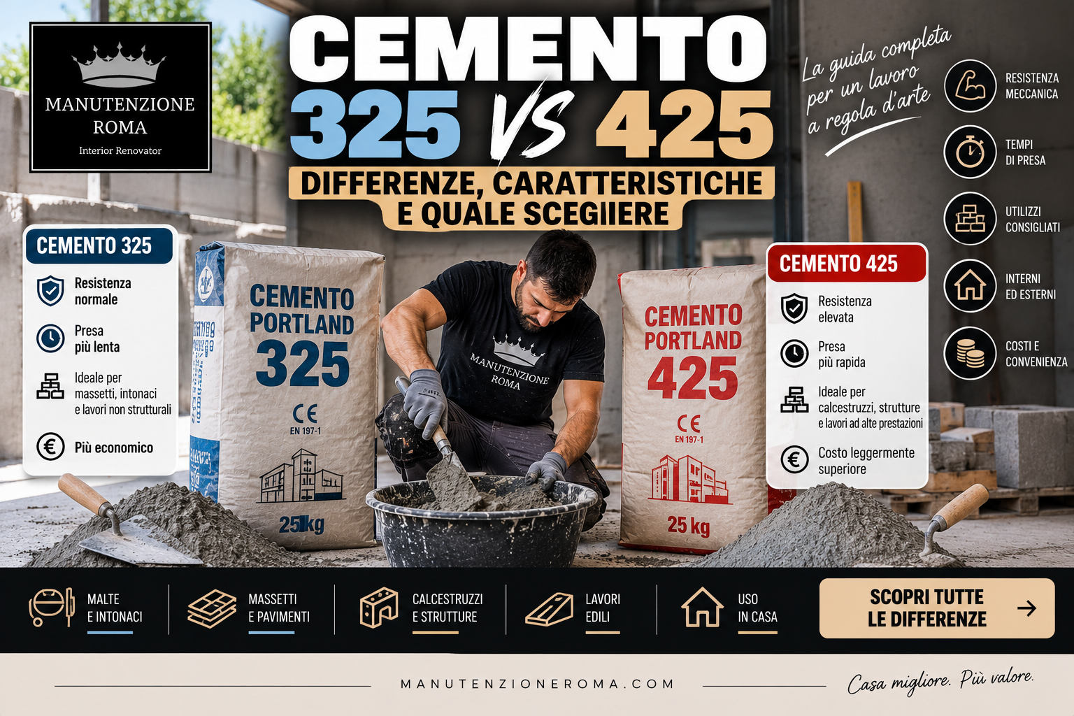 Cemento 325 o 425: differenze, usi e quale scegliere in edilizia